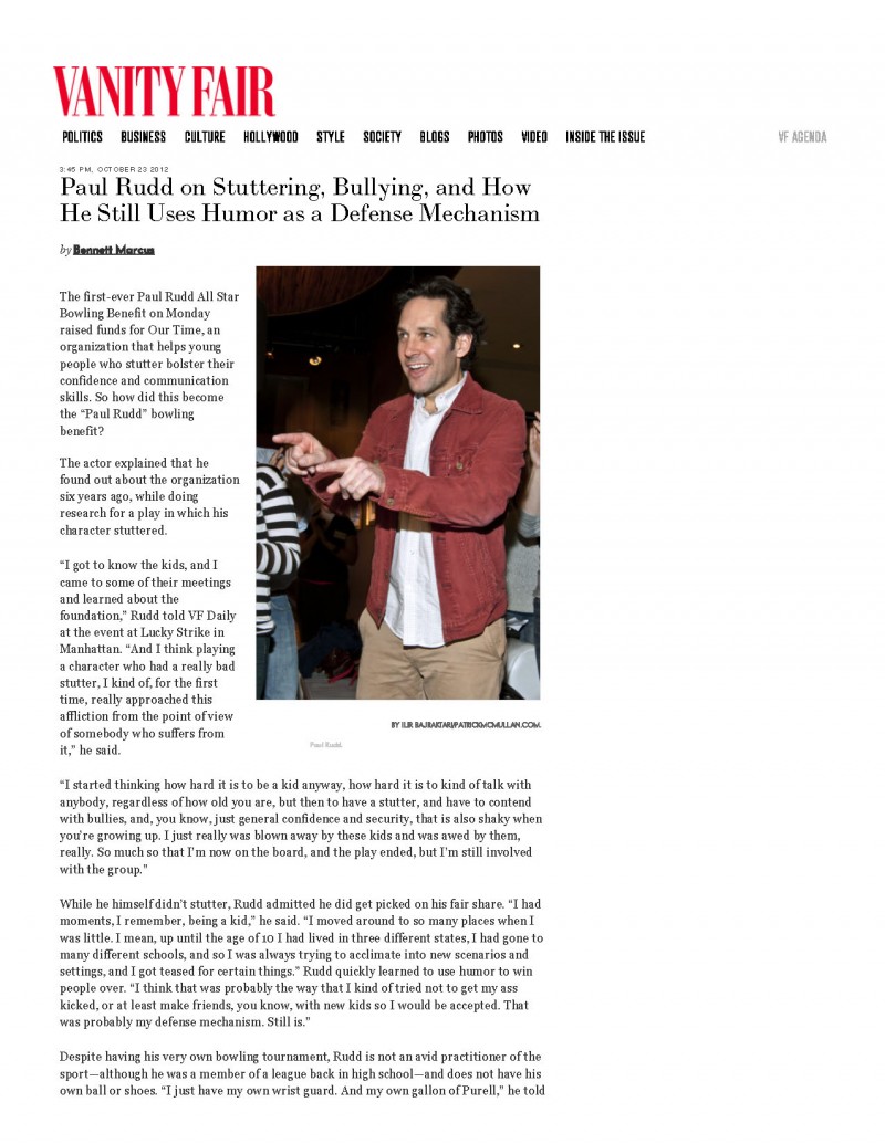 Paul Rudd on Stuttering, Bullying, and How He Still Uses Humor as a Defense Mechanism