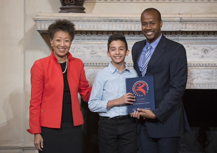 Pictured: NEA Chairman Jane Chu, SAY Participant Reuben, and SAY Director of Programming Travis Robertson.